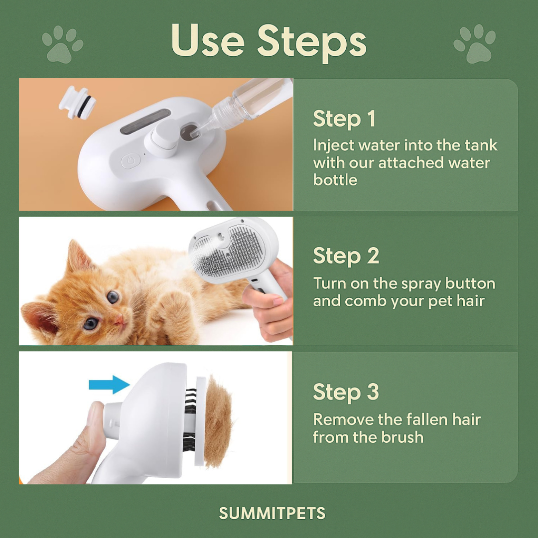 Pet Spray Brush 3-in-1